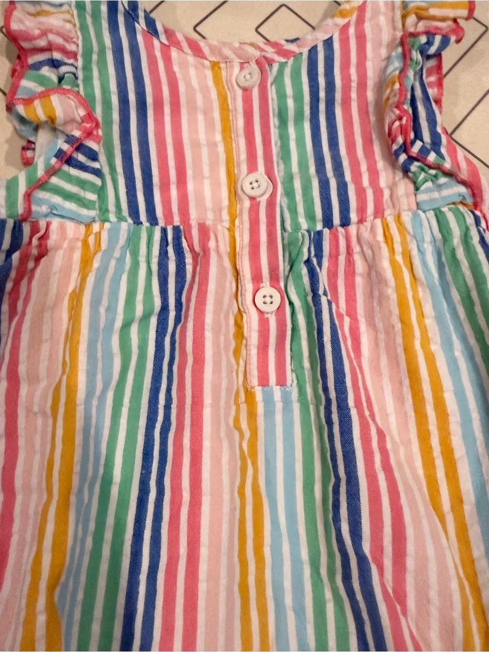 Baby Boden Seersucker Multicolor Stripe Bubble Romper